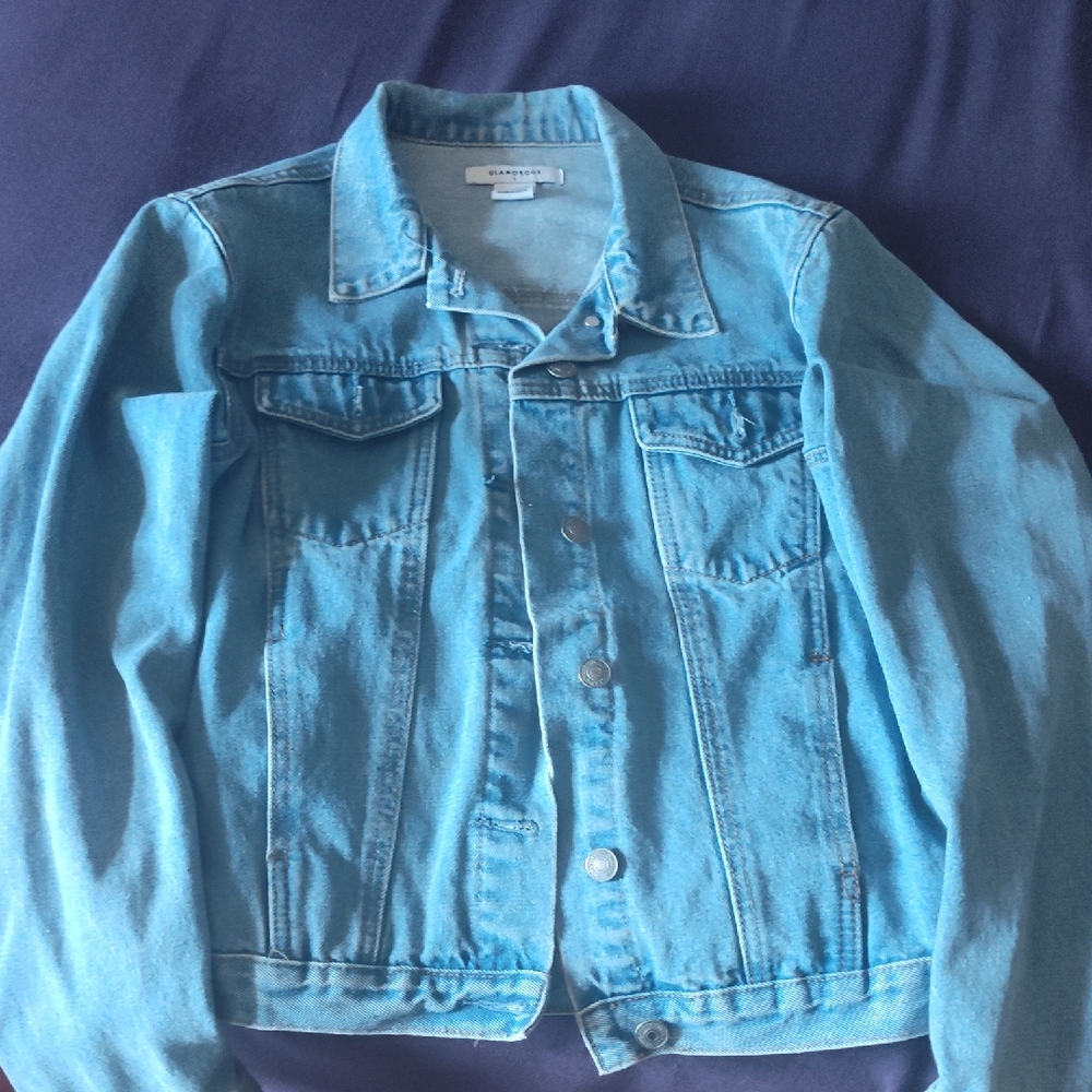 Bershka Blue Jean Jacket Cropped Trucker Style